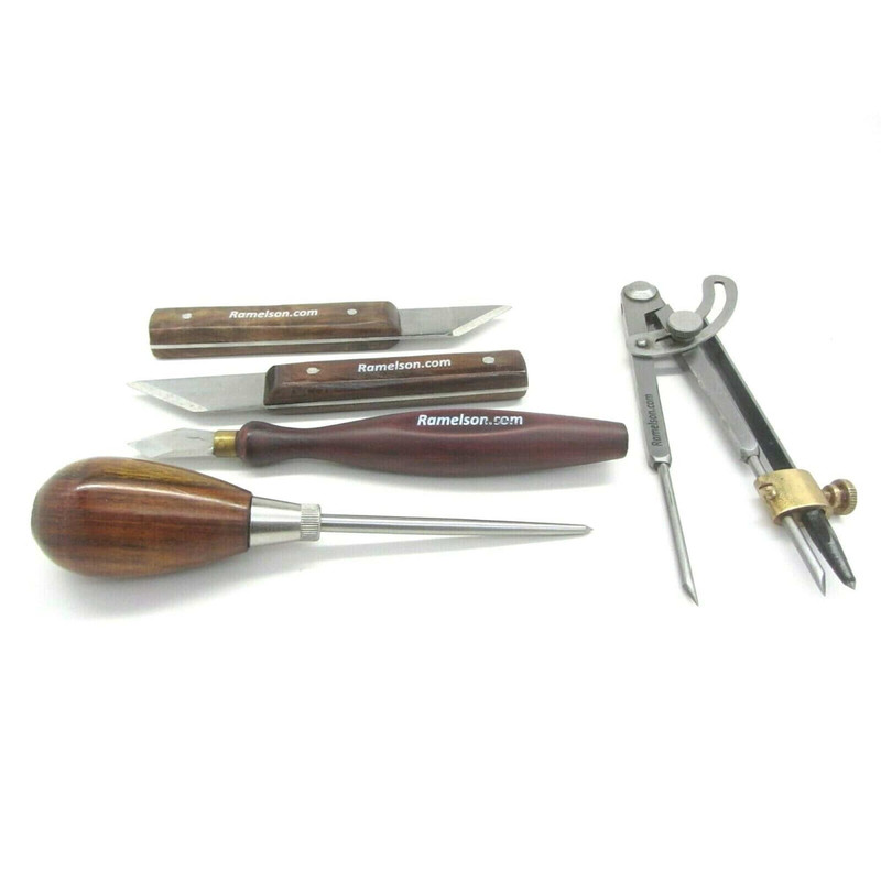 Carpenters Marking, Striking, Wing Divider and Scratch Awl Set, 5 pc